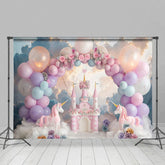 Aperturee - Aperturee Castle Unicorn Paradise Balloon Photography Backdrop